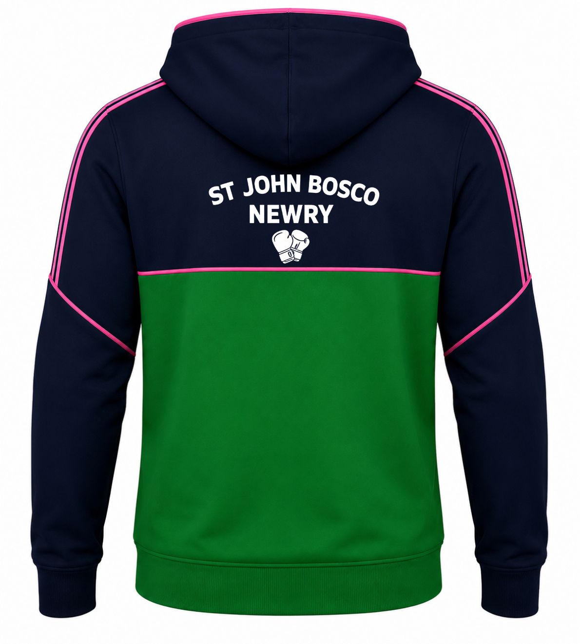 St John Bosco Hoodie Green/Navy/Pink